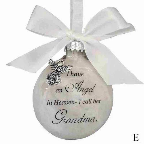 Шары для рождественской елки Памятное украшение Шар из перьев Ангел на небесах Мемориальное украшение Рождественская елка Подвеска в память о маме и папе 1pcs