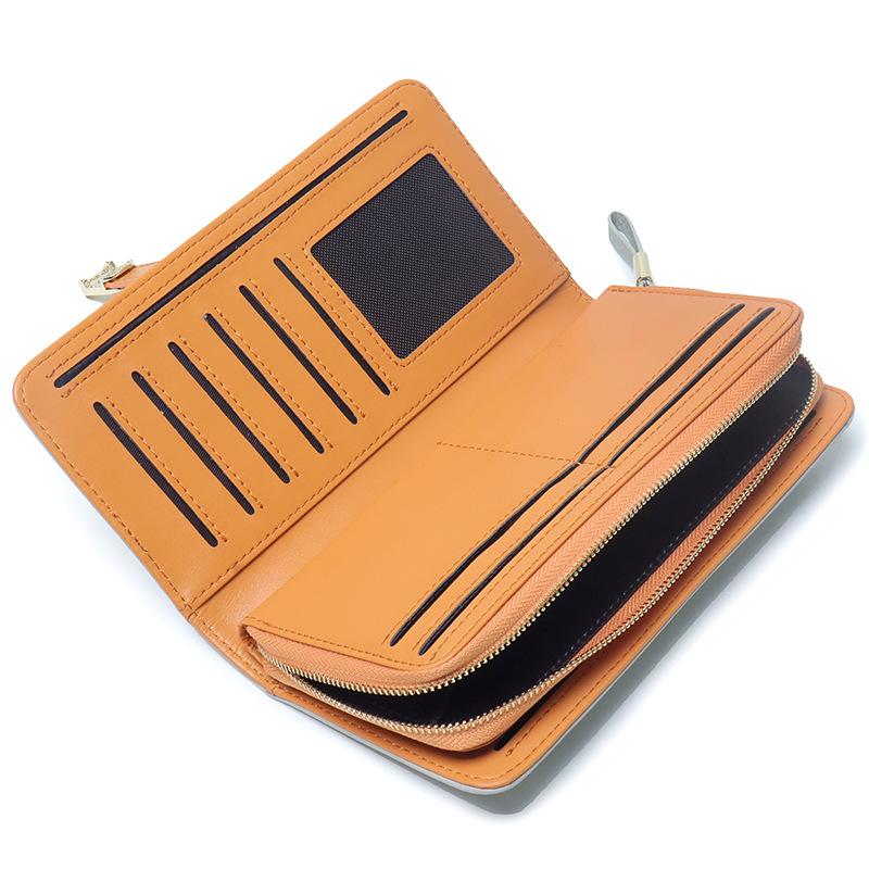 Dámská peněženka, Pravá kůže, Velkokapacitní peněženka v kontrastních barvách, První vrstva hovězí kůže, Luxusní psaníčko, Peněženka na více karet.