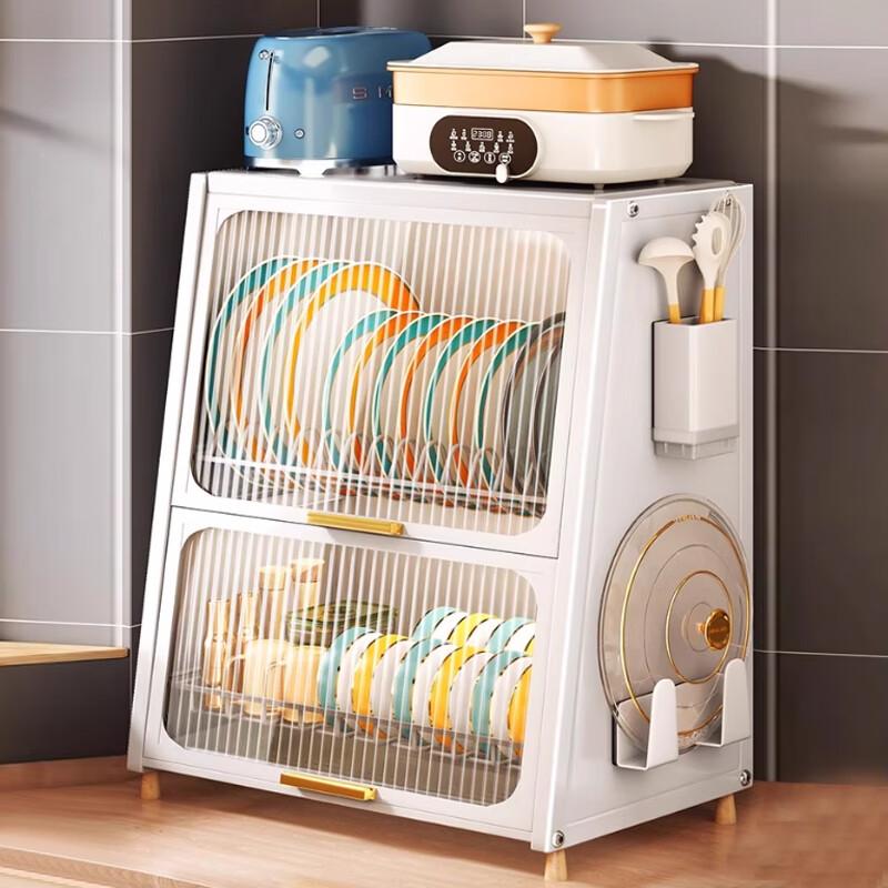 Moderner Küchenarbeitsplatten-Geschirrtrockenständer aus Karbonstahl mit Deckel