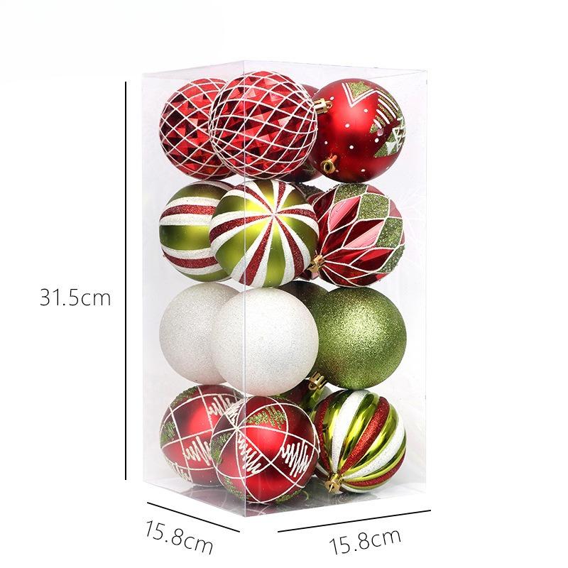 Kerstversieringen: 16-delige Set Onregelmatig Gevormde Geschilderde Kerstballen om op te Hangen, Kerstboomversieringen en Accessoires