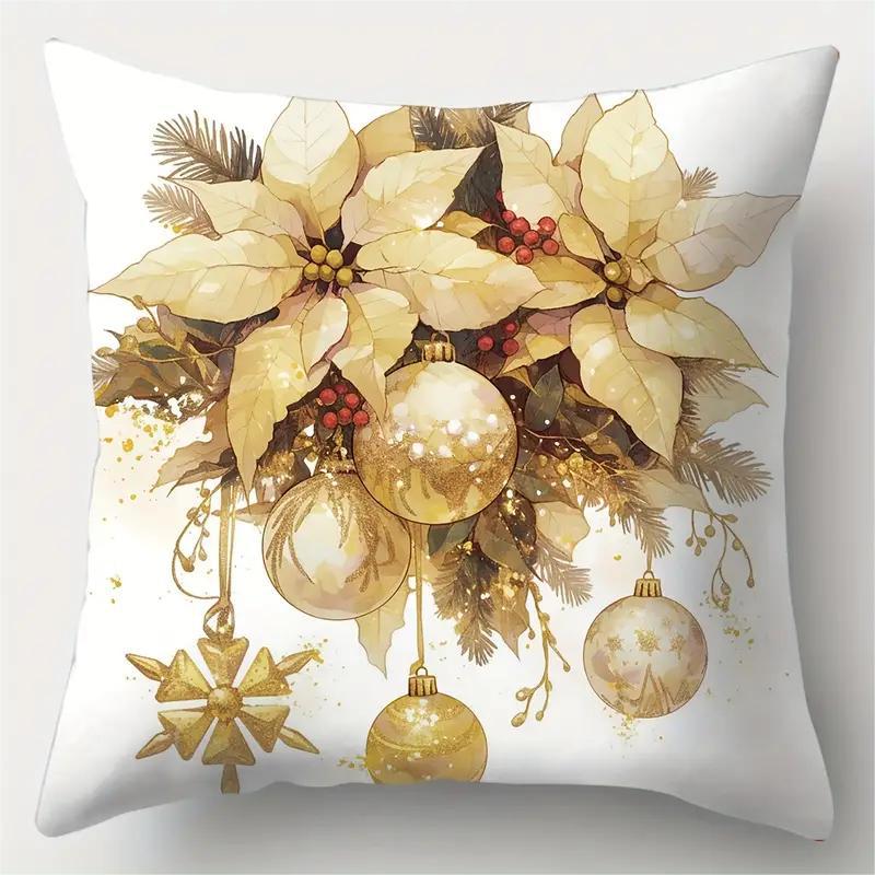1pc Golden Christmas Cushion Cover Snowman Wreath Durable Cover 2025 New for Home Ornament Xmas New Year Christmas Decoration