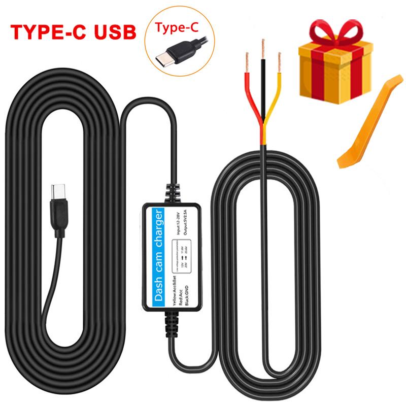 24H Parking Monitoring Car DVR Record Hardwire Kit Mini/Micro/Type-c Port 12V-24V To 5V/2.5A 3.5M Step-down Line Car Accessories