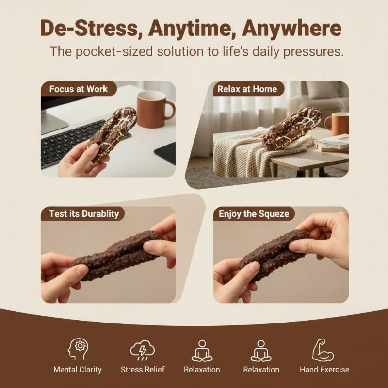 1Pcs Chocolate Bar Cracking Squeeze Toy Stress Relief Asmr Toy Crunchy Sound Ball Handmade Craft Crispy Feel Chocolate Toy