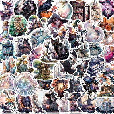 50 Adet Karikatür Çıkartma Gotik Estetik Çıkartma Dizüstü Bilgisayarlar Su Şişeleri Scrapbook'lar için Su Geçirmez Çıkartmalar