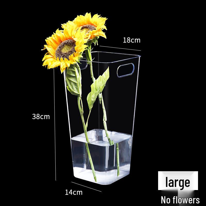 Акриловое ведро для пробуждения цветов: Большая прозрачная квадратная ваза для свежих цветов и композиций