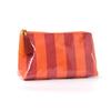 Pink White Striped Waterproof Makeup Bag With Two-Tone Tassel Zipper Pull