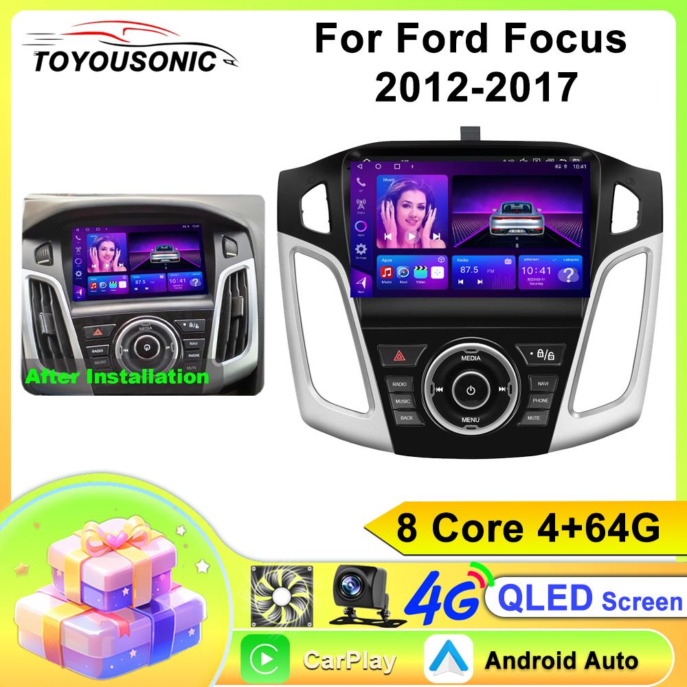 Car Radio Carplay For Ford Focus 2012-2017 Navigation GPS Android Auto Multimedia Player Stereo Unit WiFi BT No 2din 4G
