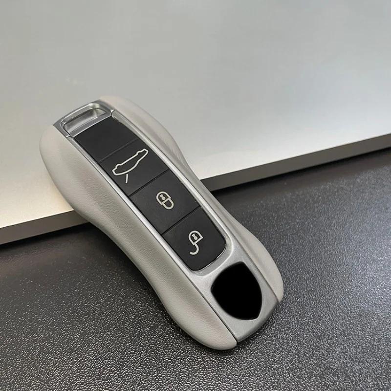 

Interior Mouldings For Porsche Leather Car Key Case Keycase Key Fob Remote Cover Shell Replace For Cayenne Panamera Taycan 911 N серый