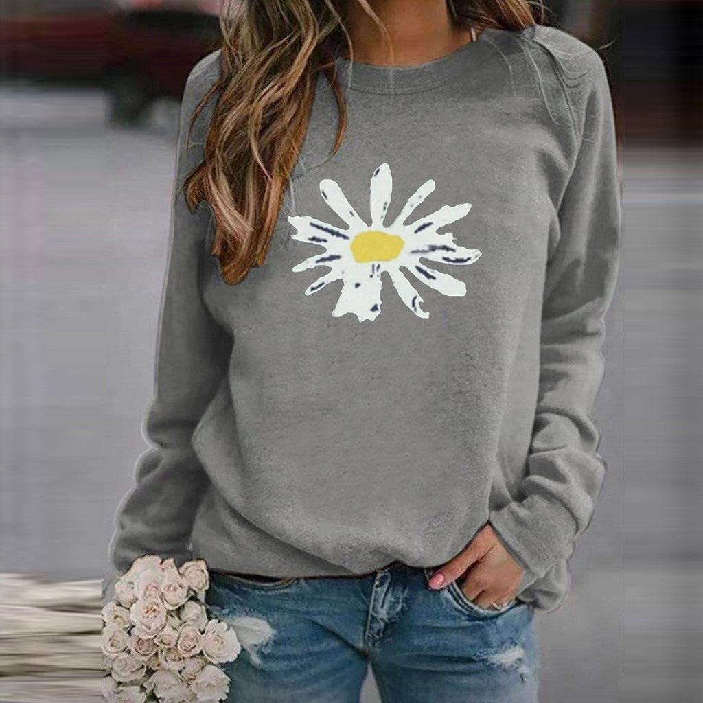 Women's Sweater Crew Neck Casual Loose Pullover Printed Long Sleeve Comfortable Long Sleeve T-Shirt