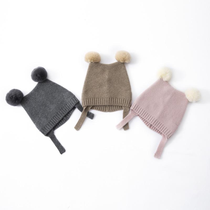 Women's 100% Pure Cashmere Pom-Pom Hat - Warm, Cute Lace-Up Ear Protection for Autumn/Winter