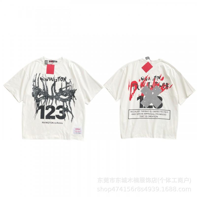 RRR123 Washed Vintage Streetwear Graphic Tee Unisex Loose Fit Cotton Short Sleeve T-Shirt