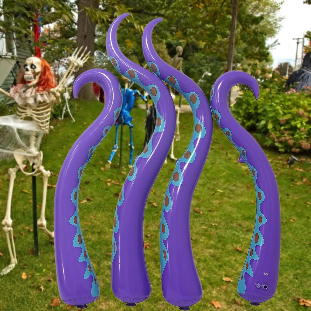 4x Halloween Inflatable Octopus Tentacles - PVC Horror Decor for Door Window Garden Lawn Yard Spooky Halloween Ornaments