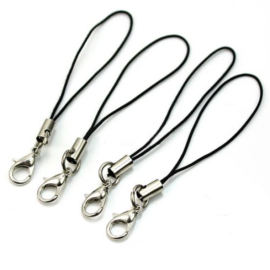 100 Pcs Black Mobile Cell Phone Lanyards Cords Straps Lariat with Lobster Clasps