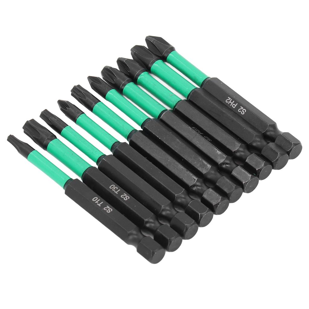 10 Stück Magnetischer Schraubendreher-Bit-Satz Kreuz Stern Rutschfest Hohe Härte Kraftbohren Schlagbohrer