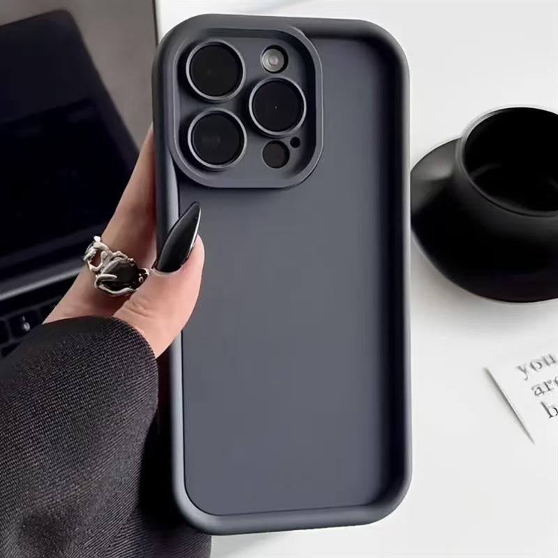 Simple solid color skin feel suitable for iphone16Promax Apple 15p mobile phone case 14 fine holes anti-drop 13 soft tpu