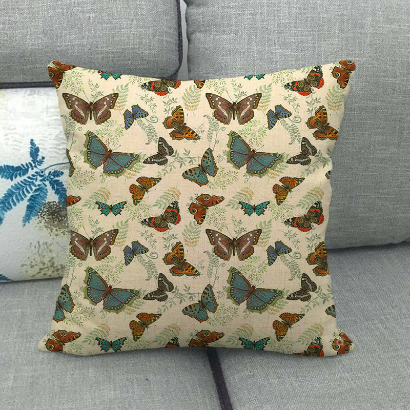 Colorful Butterfly Cartoon Insect Animal Digital Printing Short Plush Pillow Covers For Car Sofa Office Cushion Cover Home Goods