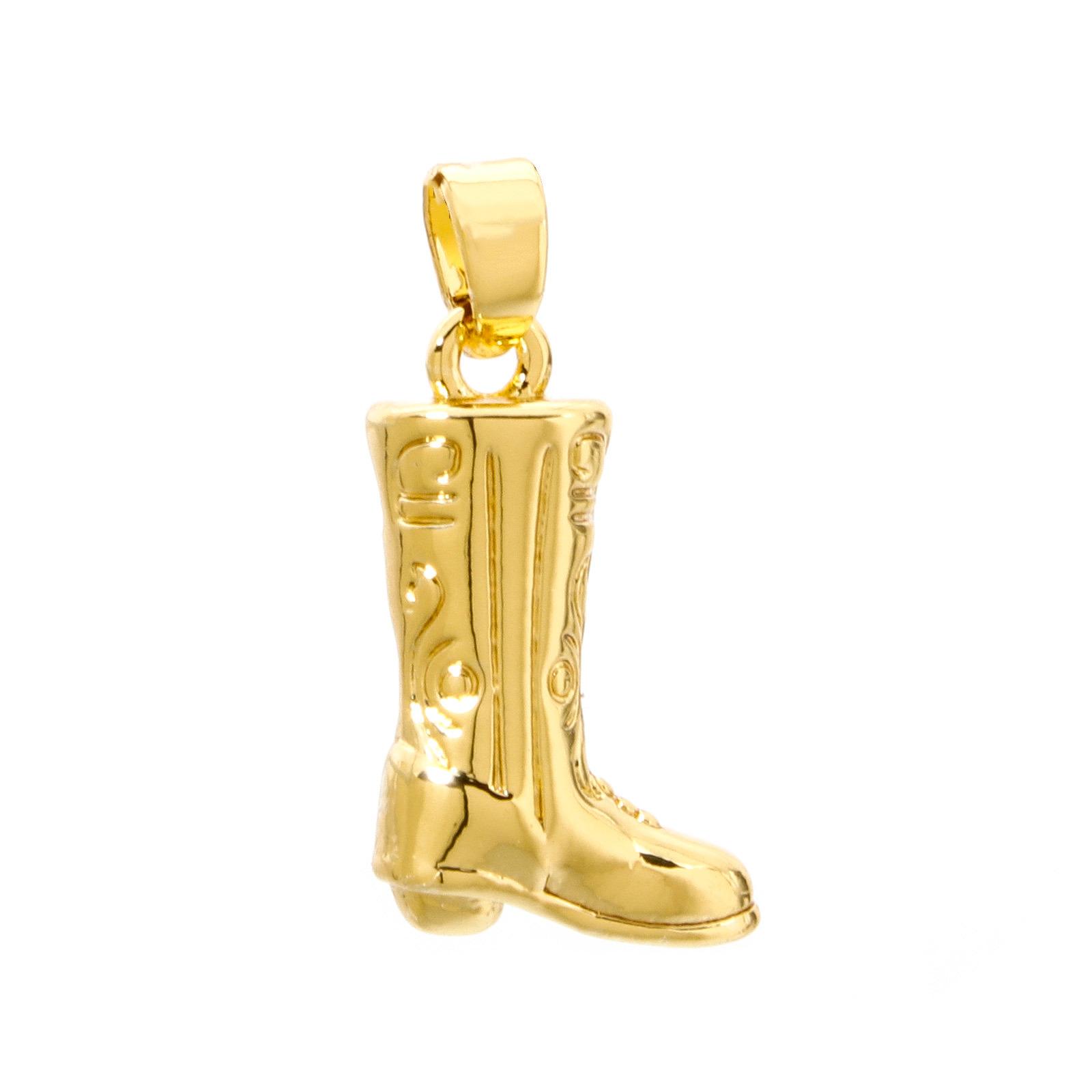 

1/2 Piece Brass West Cowboy Charms Pendants Boots Horseshoe 18K Gold Color Metal For DIY Making Supply Necklace Jewelry Findings