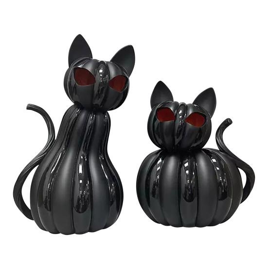Black Cat Figurine Halloween Table Centerpiece Resin Cat Statue with Spooky Eyes for Party Home Mantel Shelf Decor Cat Lover Gift
