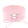 Kvinnors vintage punk gotisk snörning Faux mocka bred Choker kort halsband