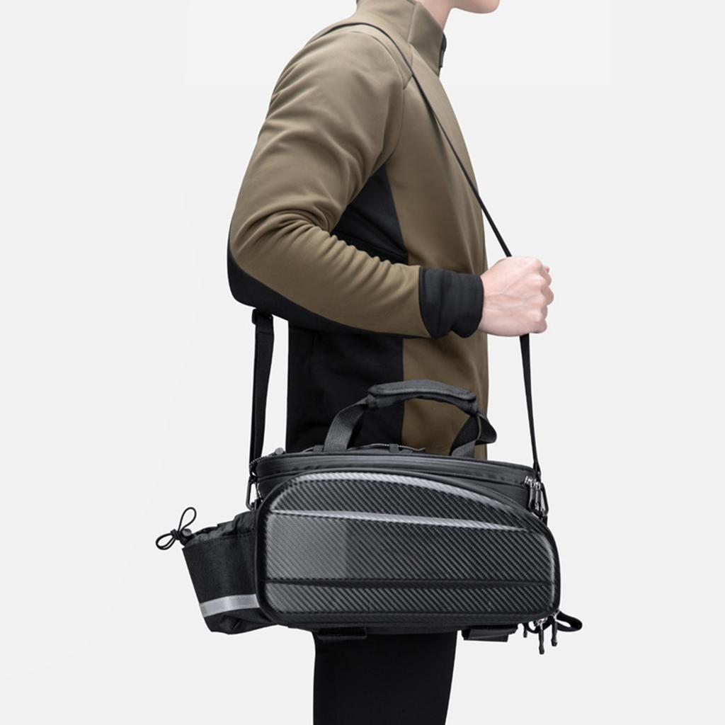 Bike Saddle Bags Rear Rack For Mountain Riding Travel Bike Trunk Saddle Seat Bag Carrier with Reflector Black 31L