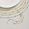 Double Layer Y-shaped Long Chain Drop Pendant Necklace, Gold Plated Stainless Steel Beaded Chain Choker Fashion Jewelry Gifts