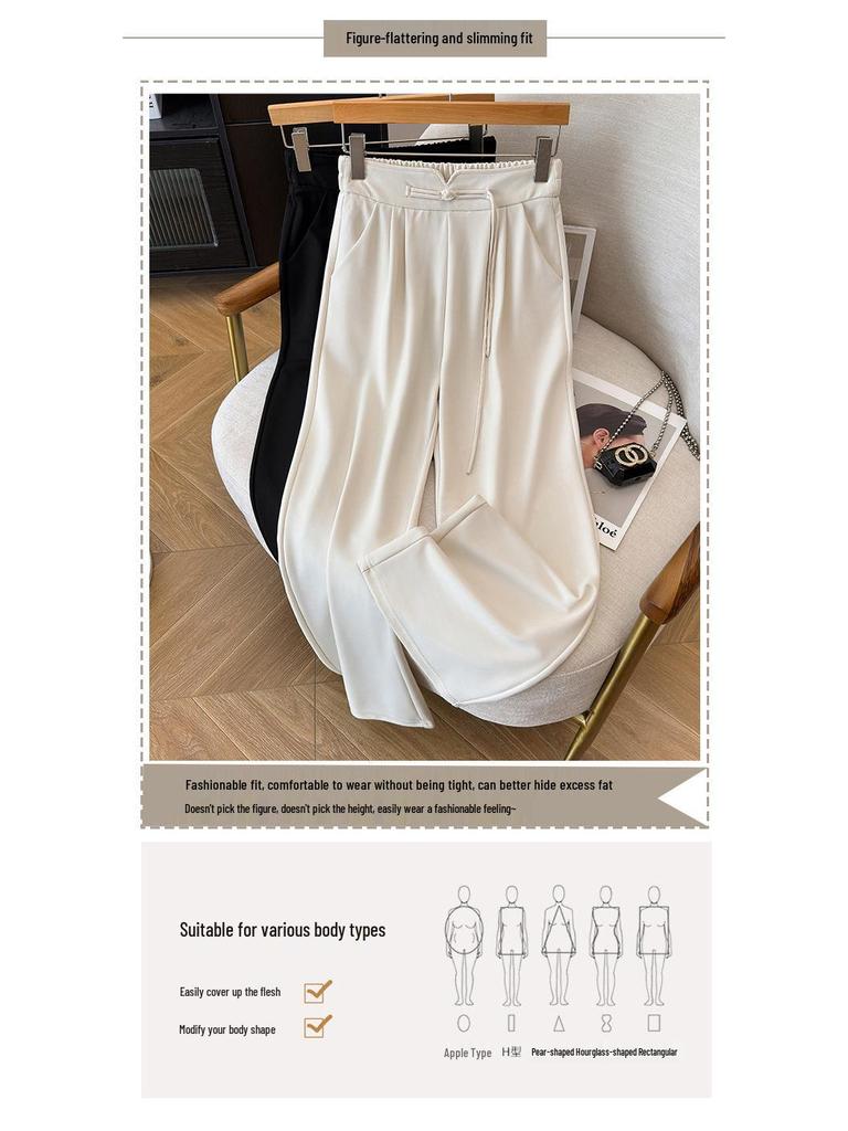 Plus Size Women's High-Waisted Loose Straight-Leg Pants for Spring and Summer