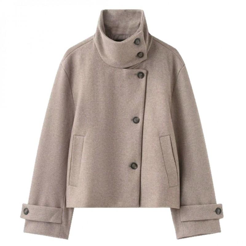 Damen Vintage Stehkragen Jacke Freizeit Unifarben Oberbekleidung Herbst Winter Kleine Frauen