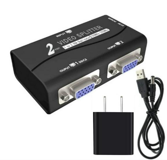 HD VGA Splitter 1-to-2 Dual Screen Video Distributor