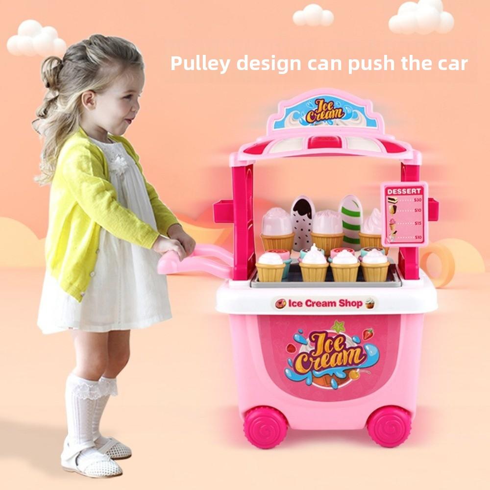 24pcs Removable Storage Children's Pretend Play Toys Ice Cream Parlour Toy Set  Kid's Activity
