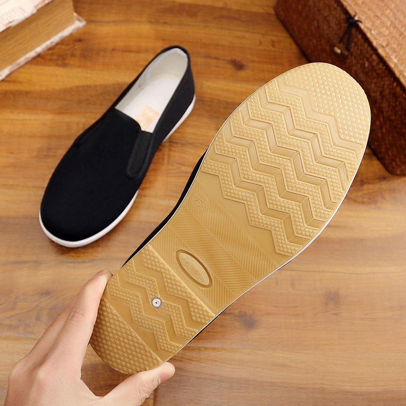 Pantofi de pânză vechi Beijing pentru bărbați, cu tălpi din tendon de vită, verde prosop, pantofi casual pentru vârsta mijlocie și vârstnici, negri, pantofi de lucru cu platformă, mărimi mari, pantofi pentru bărbați