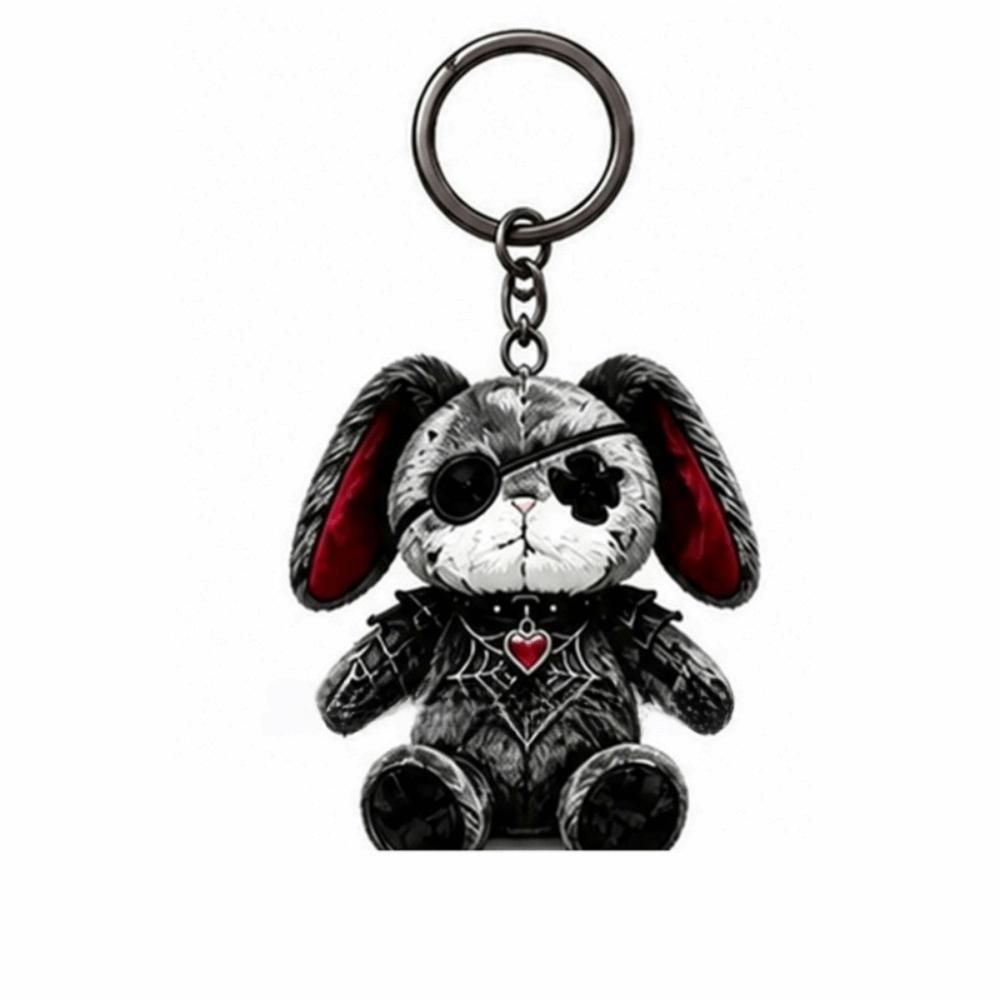 Halloween Gothic Cat Keychain Acrylic Bag Charm Creative Kitten Pendant Bag Decoration