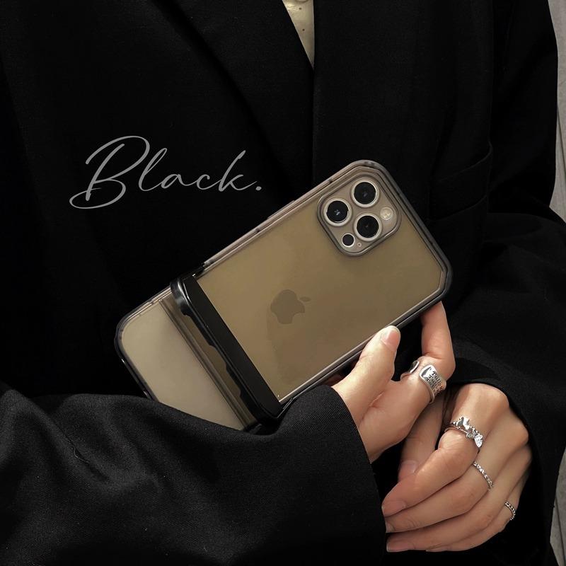 

Applicable To IPhone15Promax Mobile Phone Case Anti Fall Simple 14 Apple 16 Protective Case Transparent 13 Folding Bracket iPhone12Promax