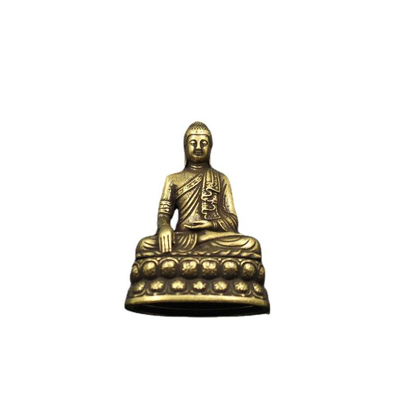 Brass Sakyamuni Buddha Figurines Miniatures Desktop Ornament Antique Copper Dharma Master Statue Decorations