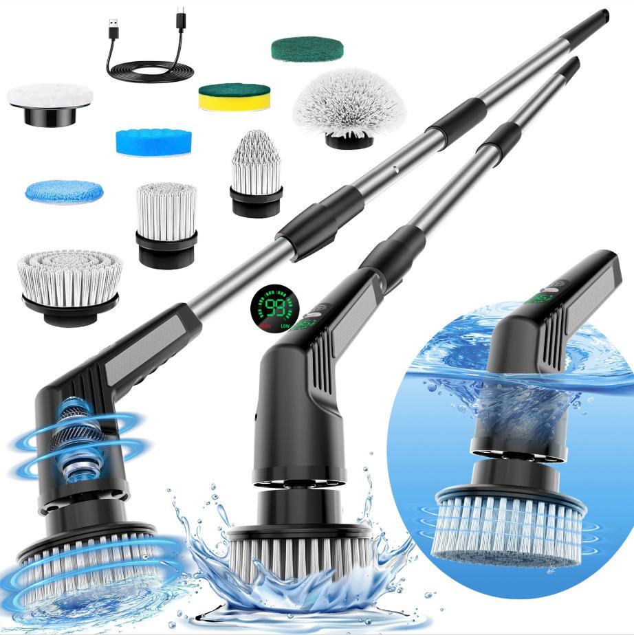Multi-functional Wireless Electric Cleaning Brush with Rotating Telescopic Handle and Digital Display