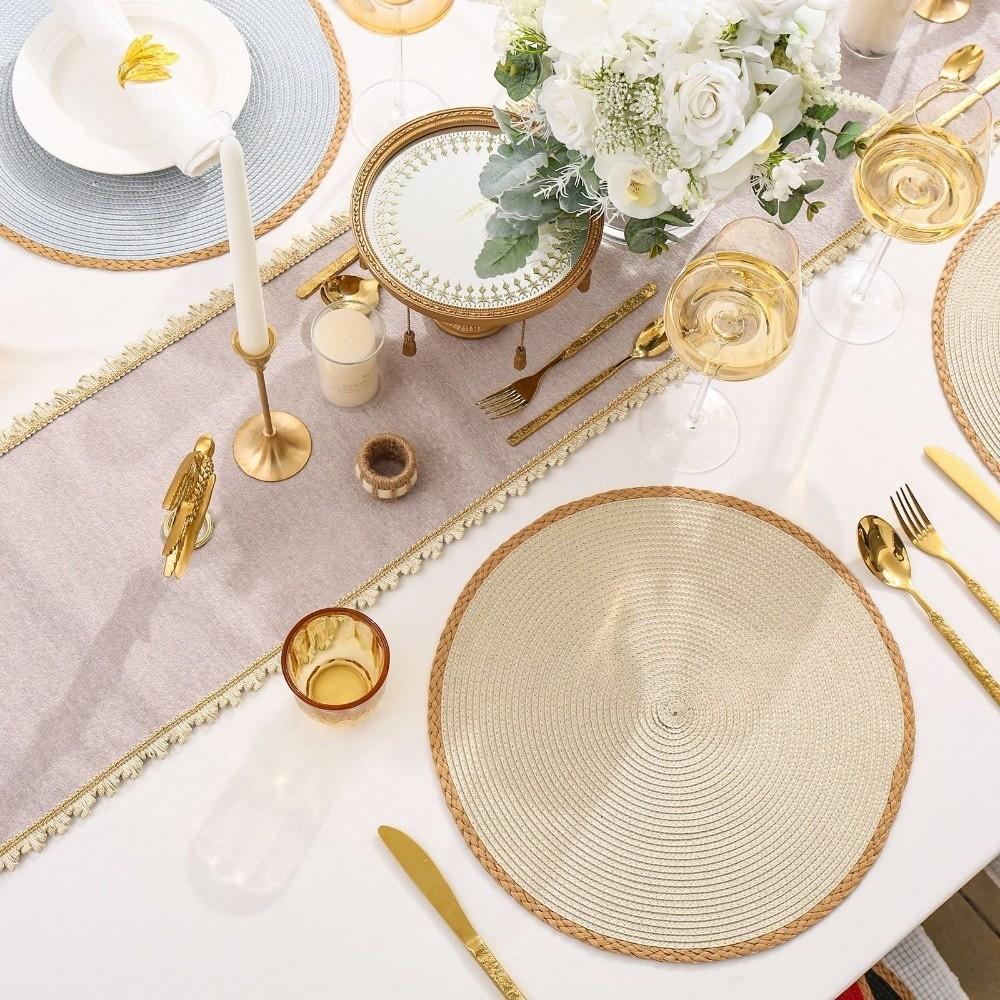 Anti-scald Woven Placemat Heat Insulation Solid Color Table Mat  Party Table Decoration