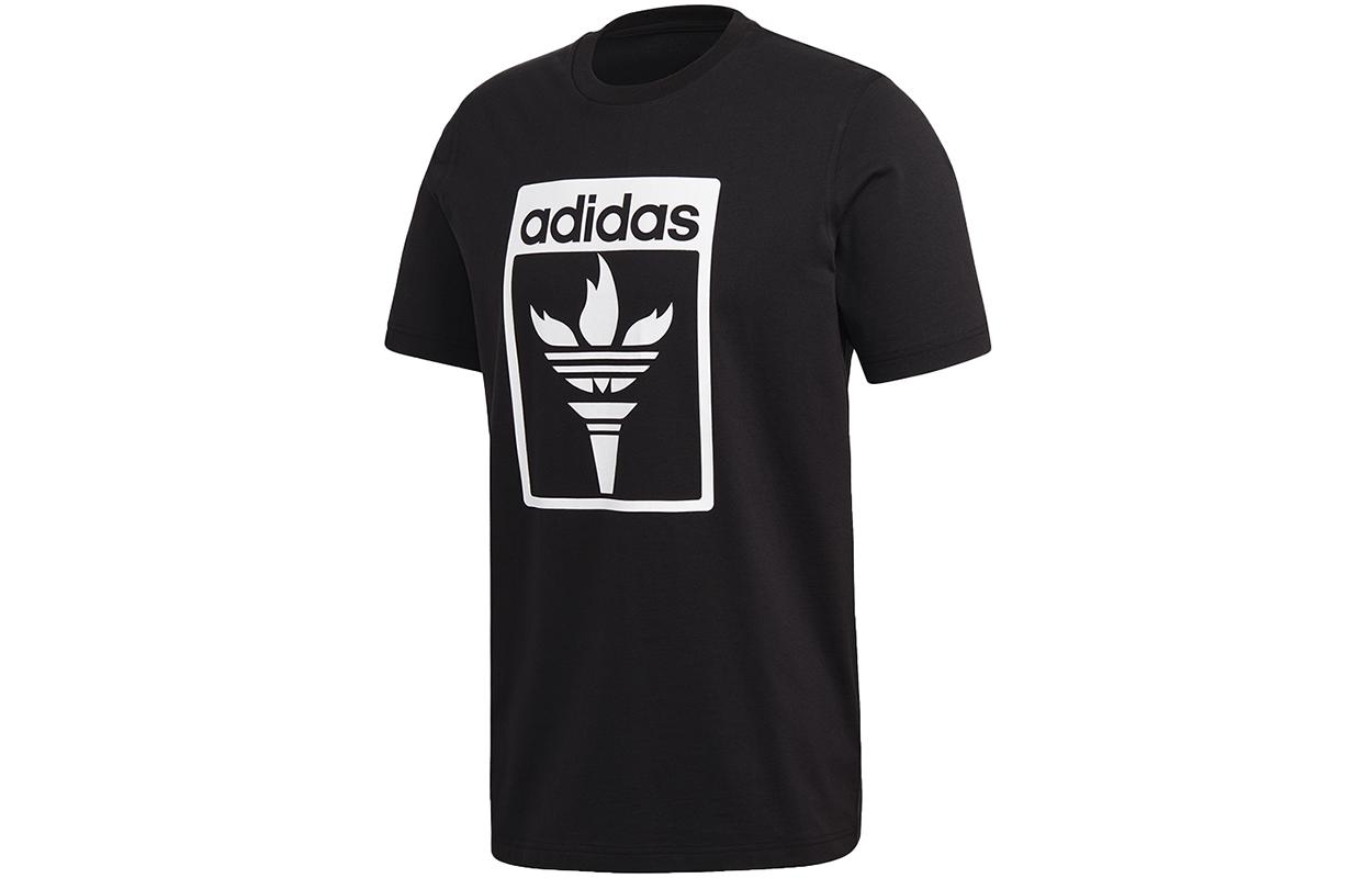 Adidas Originals T Shirts Men s Black Crew Neck Moderate Straight Fit GK5909 XS