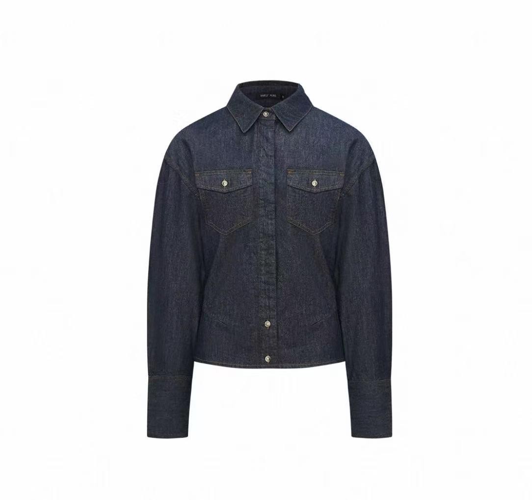 

Unisex Cinch-Waist Drop-Shoulder Denim Shirt by Niche Design Large