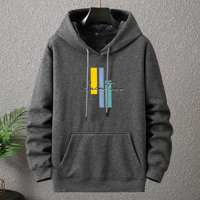 Thickened Fleece Hooded Sweatshirt Oversized Men's Clothing Comfortable Winter Printed Hoodies Man