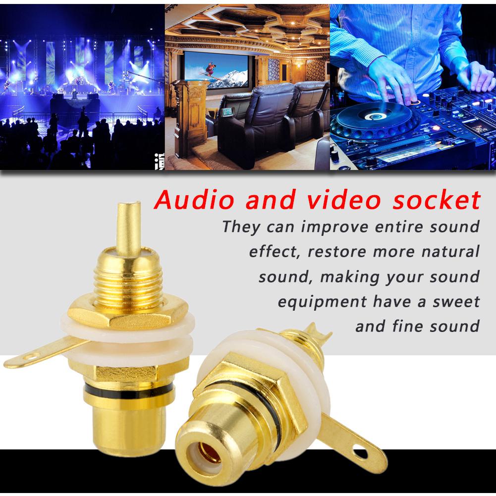 10pcs Gold Plated RCA Jack Terminal Female Socket HIFI Audio Connector (Black)