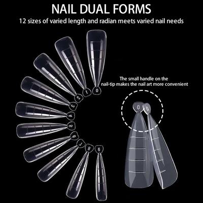 132PCs Nail Dual Forms Kit Nail Art Extension Form Tool Reusable Nail Clips Dual-Ended Brush Picker Nail Files for DIY Nail Art