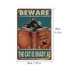 Vintage Beware of Cat Metal Tin Sign Retro Wall Decor Garage Garden Farmhouse