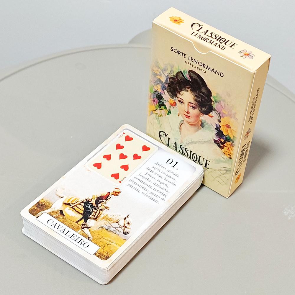 Klassisches Lenormand Deck 9*6cm - 37 Divinationskarten im Vintage-Stil - Klassische Portugiesische Ausgabe Doppelt geprägter Karton