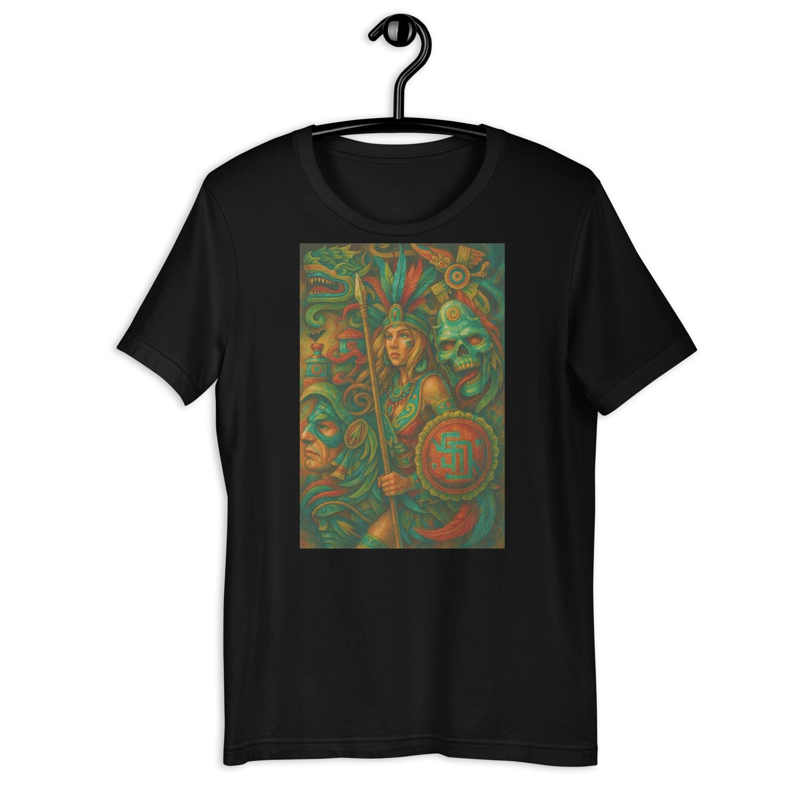 Aztec Warrior Woman Skull Serpent Mythology Art T-Shirt Design S разноцветный