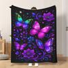 Fflannel Blanket 1pc Butterflies And Flowers Beautiful Soft Comfortable and Warm This Nap Blanket/sofa Blanket Is Suitable for All