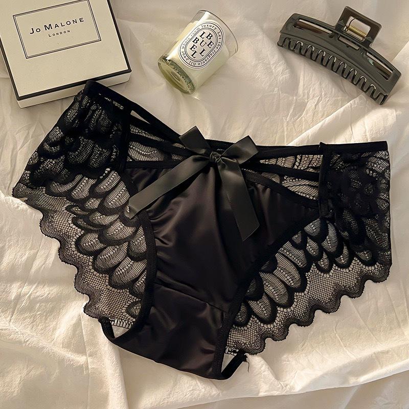 Japanese-Style Lace Bow Low-Waist Breathable Cotton Panties for Women