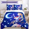 3-teiliges Bettwäscheset mit Sailor Moon Muster, Bettbezug-Set enthält Bettbezug & Kissenbezüge, perfekte Ganzjahres-Schlafzimmerdekoration & Geschenk