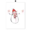 Cartoon Elk Snowman Picture Minimalist Sketch Canvas Poster Merry Christmas Decor Painting Happy New Year Kids Room Decor No Frame
