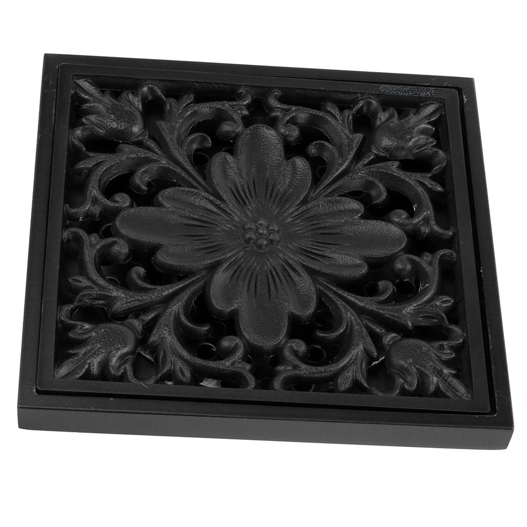 10x10cm Black Floor Drain Copper OdorResistant Concealed Floor Strainer for Hotel Bathroom Home