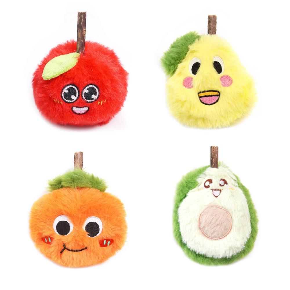 

4Pcs Fruit Shape Cat Chewing Toy Simulation Interactive Cat Toy Teeth Grinding Toy Relieve Boredom 4Pcs