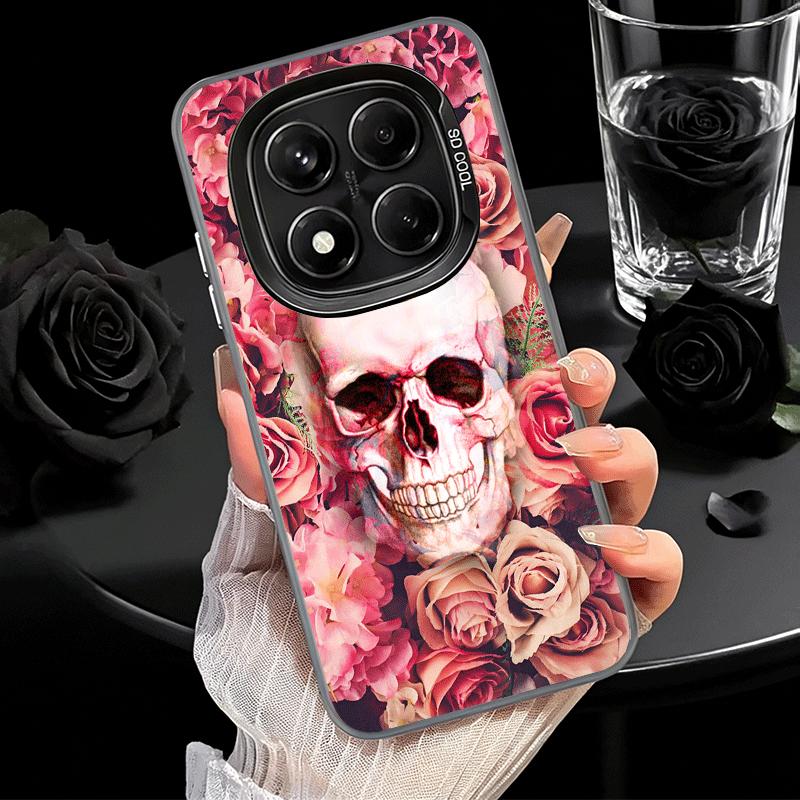 Floral Skull Flower Skeleton Shockproof Phone Case for Xiaomi Redmi Note 15 14 13 12 Pro Plus 11 11S 11T 5G Cover Anti Fall Fund